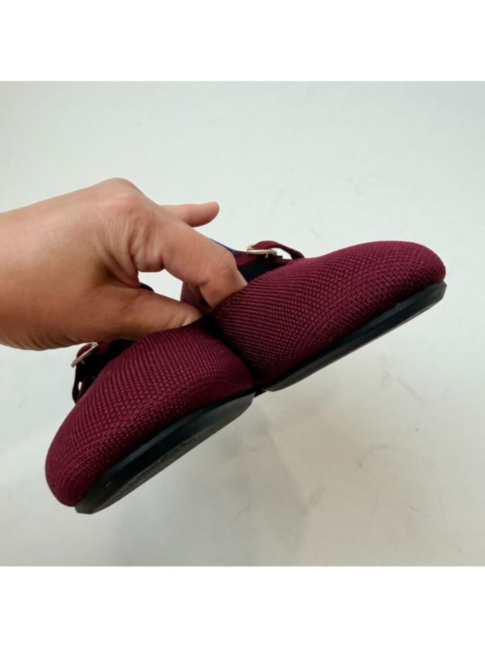 Rothy's The Mary Jane Block Heel Knit Pumps Wine Red Women's 8.5 - Picture 4 of 10